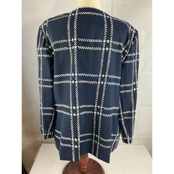 Women’s Evan Picone Open-Front Blazer Jacket Size 14 Navy White Office Career - Picture 2 of 5